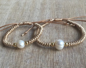 Carrabelle, Mommy and me bracelets, Mom and Daughter bracelets, Pearl bracelets, Waterproof Matching Bracelets WM001219