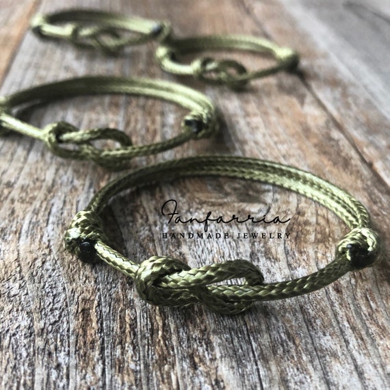 Lovers Key Family bracelets Olive Waxed Cord Bracelets Mom Dad and Child Bracelet Family Gift Mommy Bracelet Waterproof WF001979