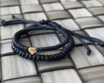 Sunset Gold Heart Black Couple Bracelets, His and Hers WC001931