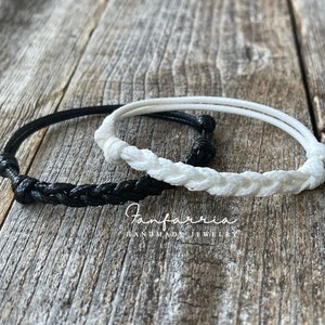 Islamorada Braided Black and White Bracelets Couples Bracelets Waterproof