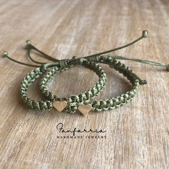 Mommy and Me Olive Heart Matching Bracelets