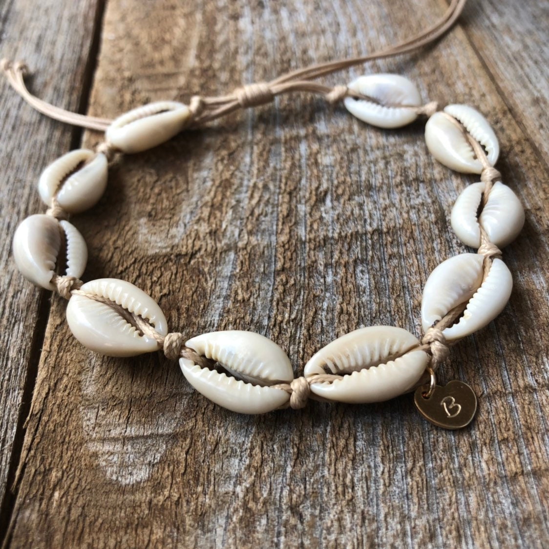Cowrie Shell Personalized Bracelet Anklet Initial Gold Filled - Etsy