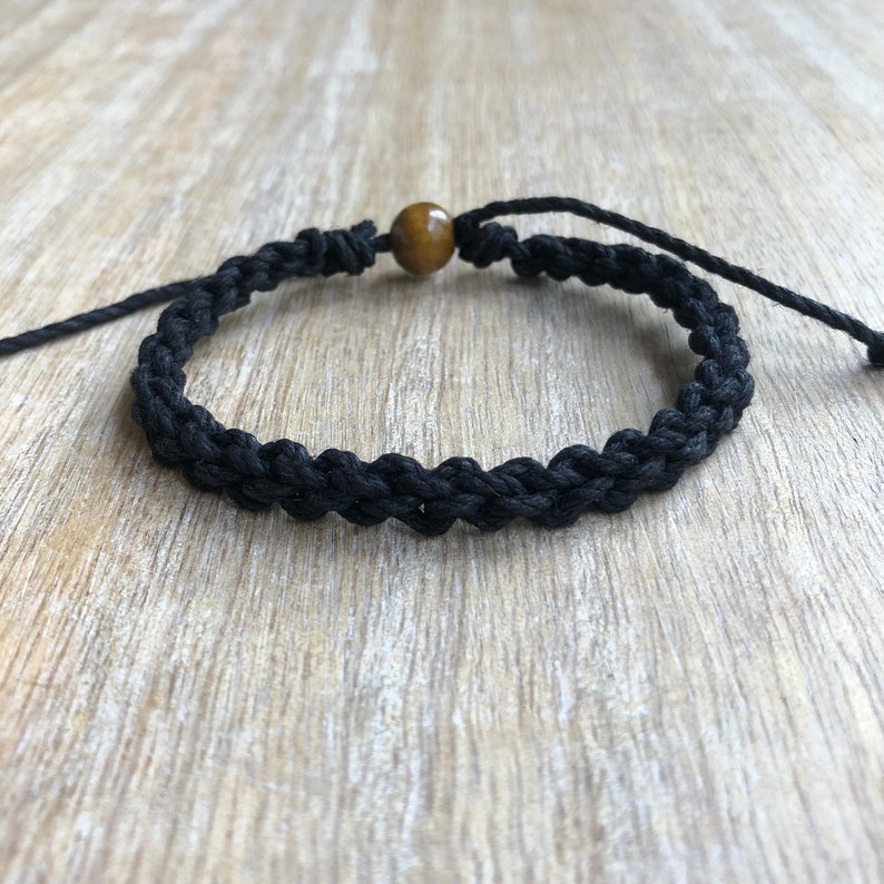 Destin Black Braided Anklet Hemp Anklet Macrame Anklet Etsy