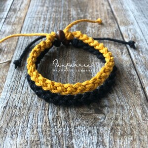 Destin His and Hers Bracelets Black and Gray Couple Hemp Bracelet Love Coupl