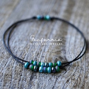 Deerfield, Teal Beaded Anklet Bracelet, Waterproof