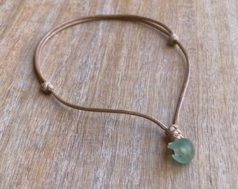Surfer Green Sea Glass Necklace Beach Choker Adjustable Waterproof Women Men