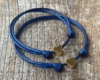 Gold Heart Minimalist Mommy and Me Bracelets Matching, Choose color