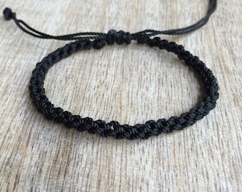 Gator, Black Anklet, Waterproof Anklet, Braided Anklet, Macrame Anklet, Surfer Anklet, Macrame Bracelet, Unisex Anklet  NA001024