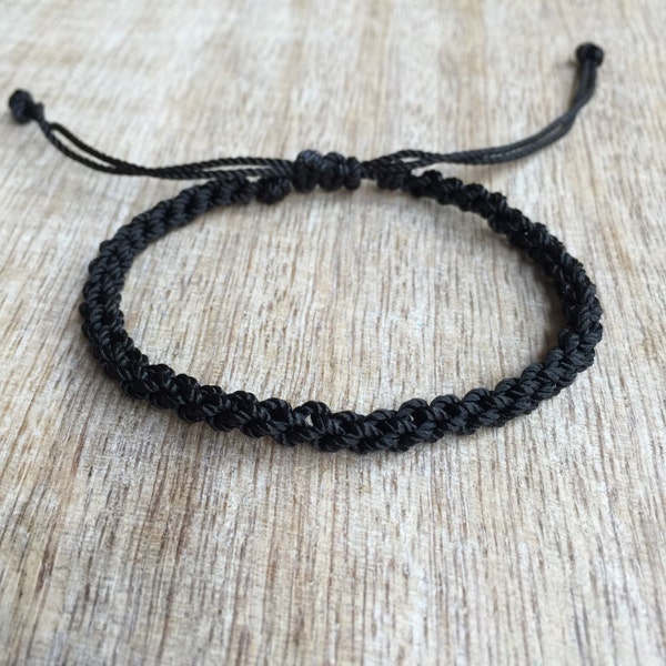 Gator, Black Anklet, Waterproof Anklet, Braided Anklet, Macrame Anklet, Surfer Anklet, Macrame Bracelet, Unisex Anklet  NA001024