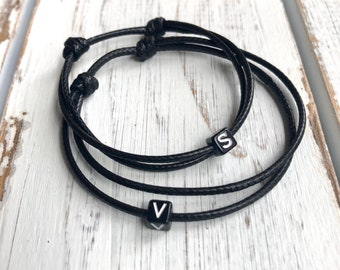 Collins Custom Initial Letter Bracelets, His & Hers, Waterproof Gift Set