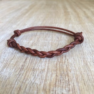 Juno, Brown Braided Leather Bracelet, Unisex, Simple Bracelet, Minimalist Bracelet, Leather Bracelet LB001345