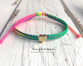 Colorful Rainbow Heart Bracelet, Children Bracelets, Mommy and Me, Matching Brackets