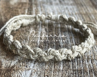 Shell Key Natural Hemp Braided Macrame Bracelet