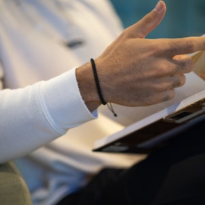 Waterside Black Braided Bracelet Adjustable Waterproof Vegan Leather