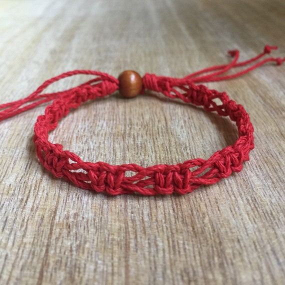 SoBe Red Hemp Anklet Braided Anklet Unisex Surfer Anklet | Etsy