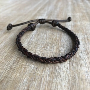 Key West Dark Brown Braided Leather Bracelet Unisex Bolo  LB001744