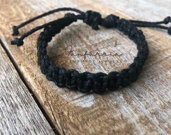 Marathon, Black Hemp Macrame Men's Bracelet HB001726