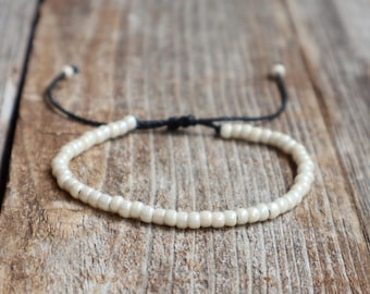 Ivory Beads Czech Beads Bracelet Anklet Unisex, Fall 2026 Neutral