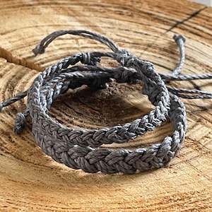 South Beach, His and Hers Gray Hemp Couple Bracelets