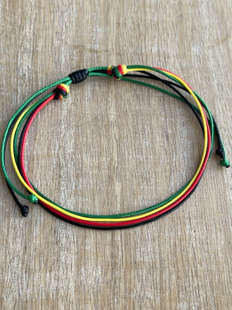Anklets Rasta Surfside, Rasta Anklet, Unisex, Multistrand Anklet, Waxed Cord, Surfer ...