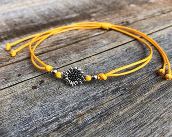 Sunflower Golden Yellow Bracelet Anklet Waterproof