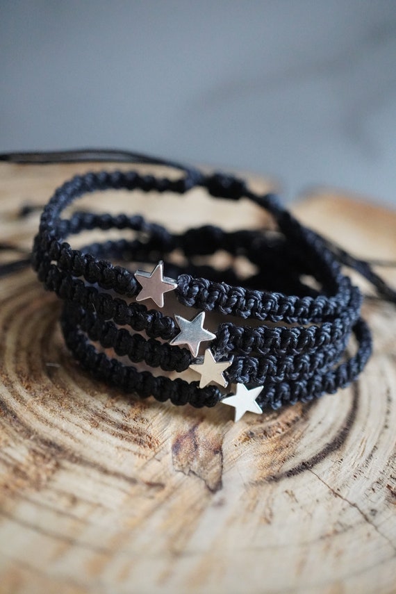 Silver Star Black Family Matching Bracelets Etsy