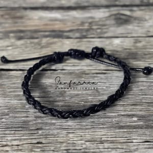 Key West Black Braided Leather Bracelet Unisex