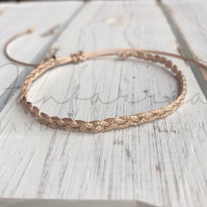 Boho Gold Braided Anklet Bracelet, Minimalist Waterproof Cord Jewelry, Adjustable Beach Anklet or Bracelet WA001604