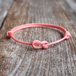 Infinity Knot Bracelet or Anklet, Cord Love Knot in Multiple Colors, Adjustable Waxed String, Minimalist Friendship Jewelry, Symbolic Gift