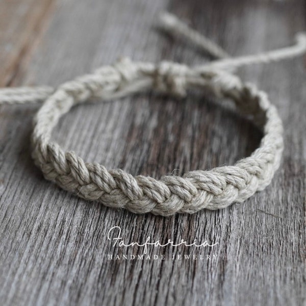 South Beach, Natural Macrame Men's Bracelet Eco-friendly