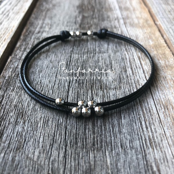 Black Bead Anklet Etsy