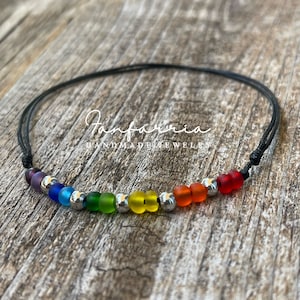 Rainbow Colorful Beaded Anklet Bracelet, Waterproof