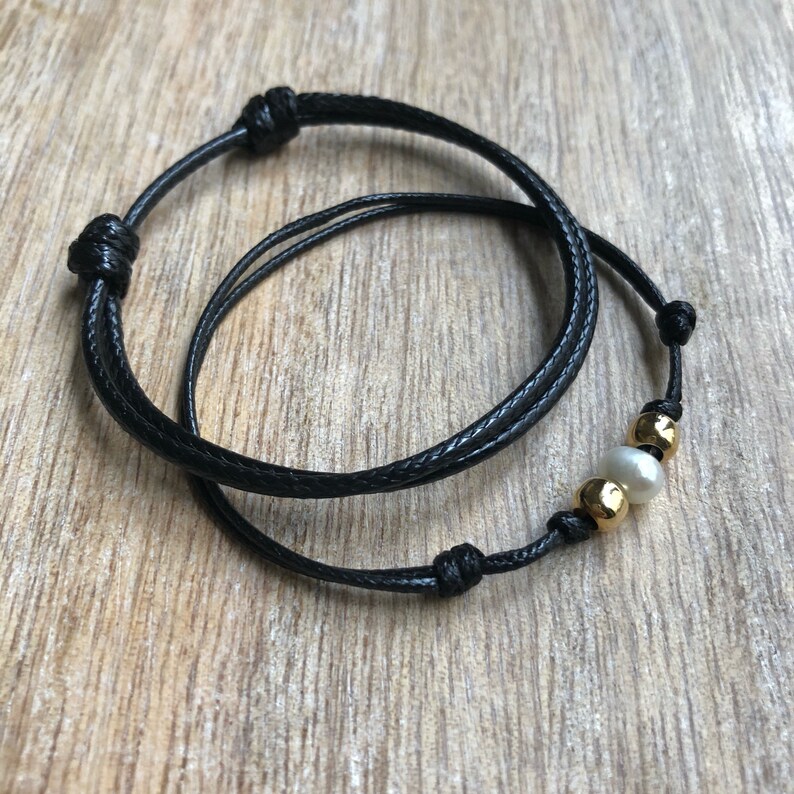 Pearl Bracelet Gold accents Brown Bracelets Waterproof Matching Bracelets WC001545 Bal Harbor Set His and Hers Bracelets