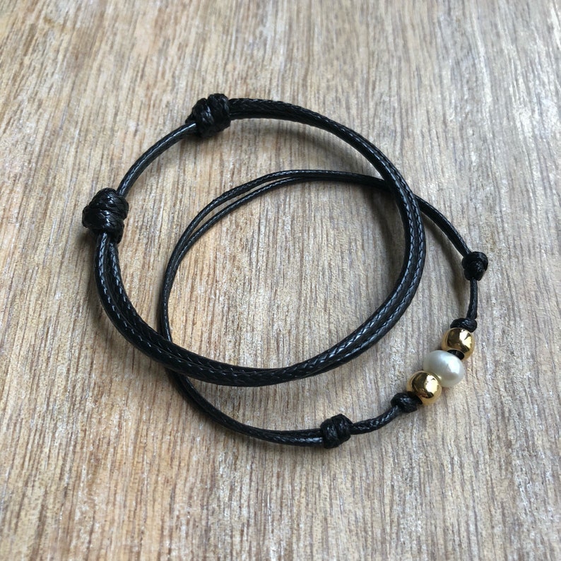 Pearl Bracelet Gold accents Brown Bracelets Waterproof Matching Bracelets WC001545 Bal Harbor Set His and Hers Bracelets