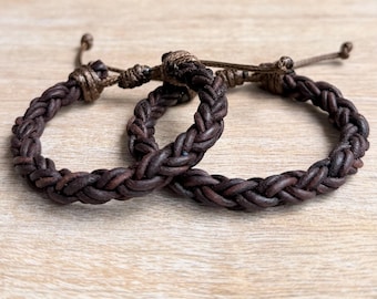 Matching Leather Bracelets for Couples, Braided Couple Set, His and Hers Jewelry, Anniversary Gift, Boyfriend Girlfriend