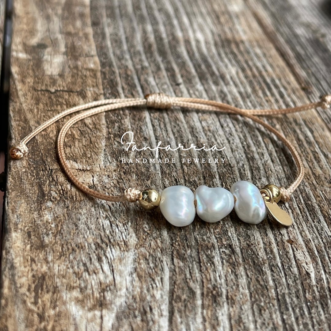 Freshwater Pearl Anklet - Golden Droplets
