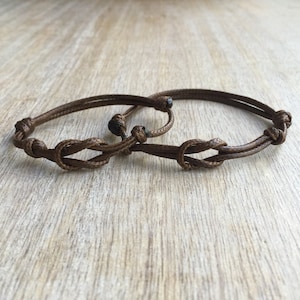 Naples, Brown Waxed Cord Bracelets, His and her Bracelet, Couples Bracelets, Celtic Couple Bracelets, Waterproof, Set of 2 WC001392