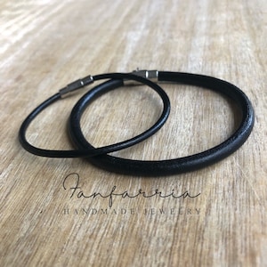 St. Augustine Set, Couple Bracelets, His and Hers Bracelet, Black Leather Matching Bracelets LC001524