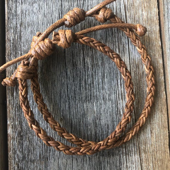 Key West, Couples Bracelets, Light Brown Leather, His and Her