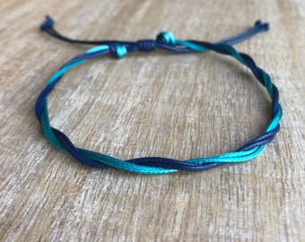 Boardwalk Peacock Anklet Bracelet, Waterproof, Adjustable, Blue Seagreen