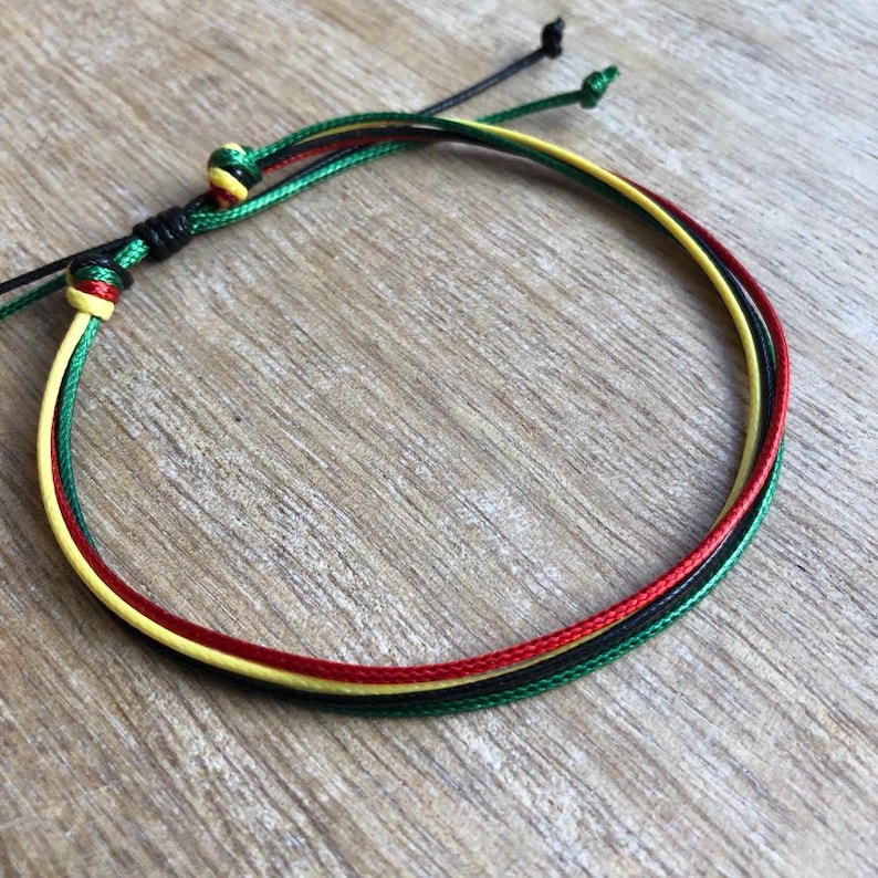 Anklets Rasta Surfside, Rasta Anklet, Unisex, Multistrand Anklet, Waxed Cord, Surfer ...
