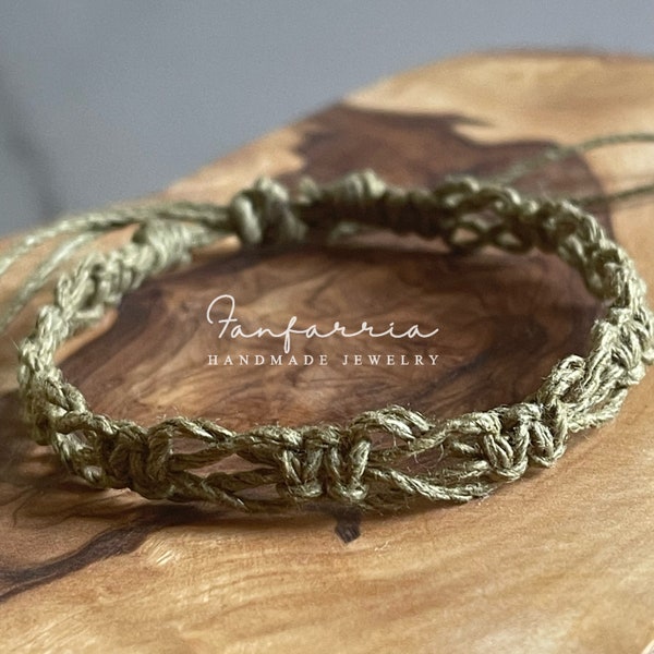 SoBe, Olive Hemp Anklet, Braided Anklet, Macrame Anklet, Surfer Anklet, Unisex anklet, Beach Anklets, Olive Green