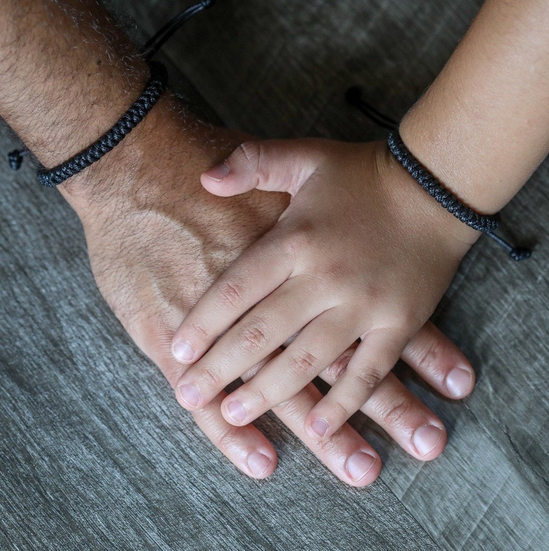 Daddy and Me Black Bracelets, Dad and Son Black Bracelets, Kids ...