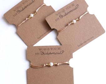 Would You Be My Bridesmaid Bracelet or Anklet, Freshwater Pearl Gold Plated Bead, Bridesmaid Proposal Gift