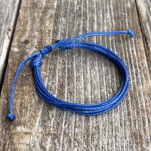 Blue String Ankle Bracelet, Adjustable Surfer Bracelet, Waterproof Beach Anklet, Stackable Friendship Bracelet, Boho Summer Jewelry