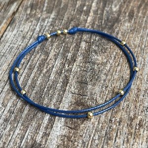 Amelia, Blue Beaded Anklet, Adjustable Anklet, Waterproof Bracelet