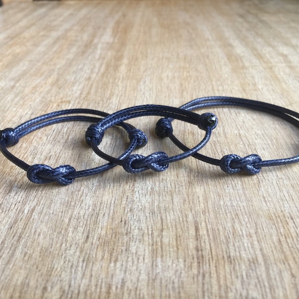 Lovers Key, Family bracelets, Blue Waxed Cord Bracelets, Waterproof, Family Gift, Daddy Bracelet, Mommy Bracelet WF001378