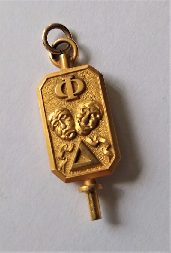 Solid Gold 10K Delta Phi inscribed Sorority Key 19