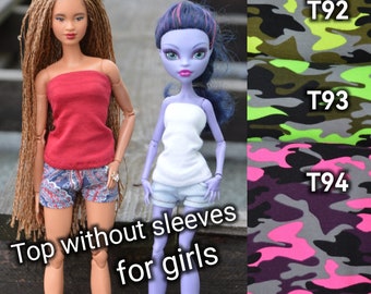 Top without sleeves for girls: MH, EAH, Barbie, LOLomg, MH 17inch, Fashion Royalty, Blythe, Descendants, Pullip, Moxie, Rainbow, Harry