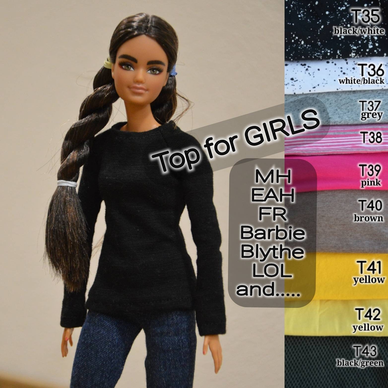 Top for Dolls Girls MH 3g EAH Barbie Lolomg MH 17inch